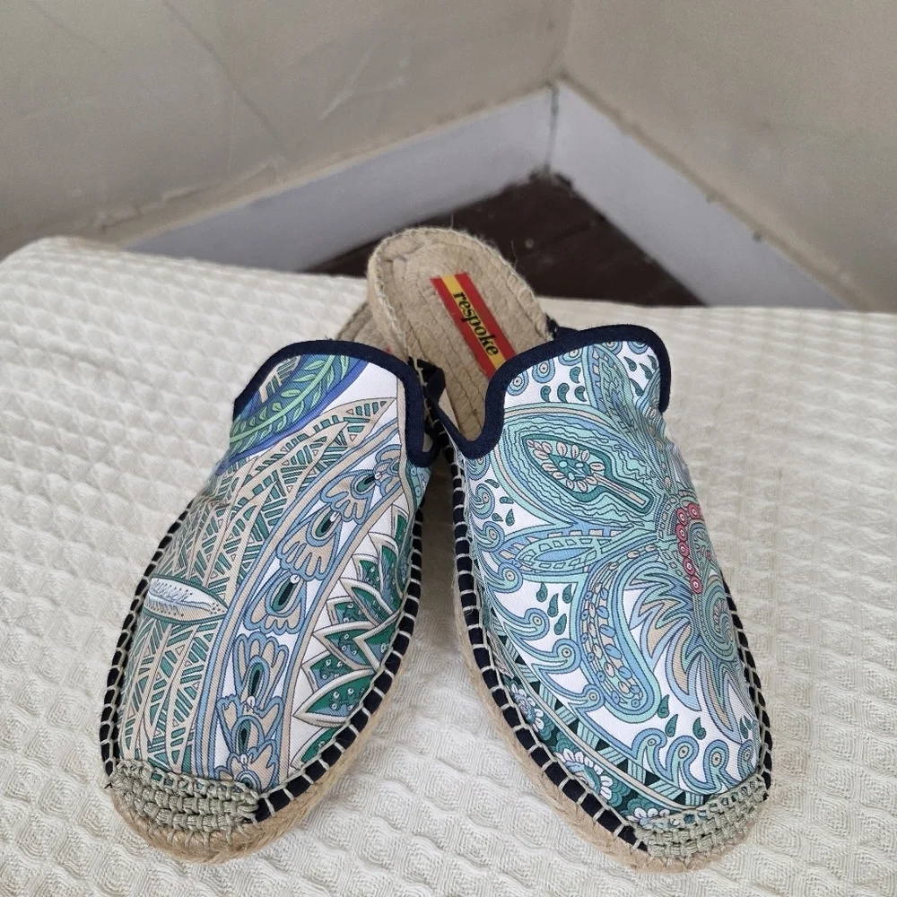 Respoke Spanish Espadrille Mule Slides Paisley Print Women’s US 7 EU 37
